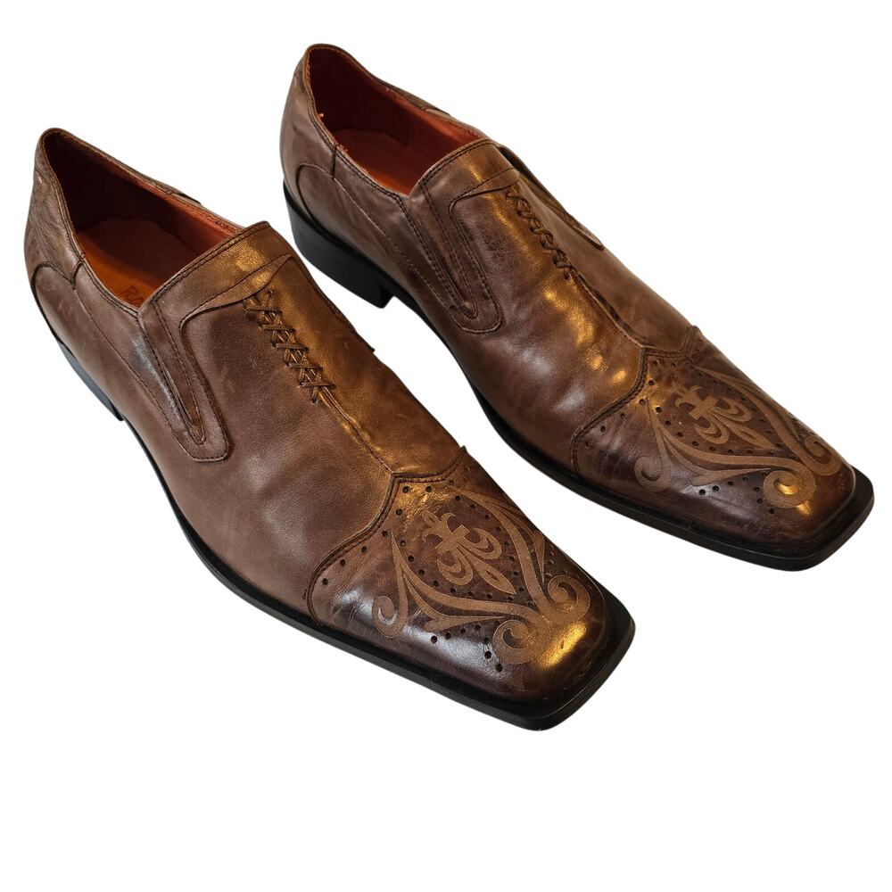 Robert Wayne Carson Mens 8 Brown Ankle Shoe Fleur Western Cowboy Square Toe